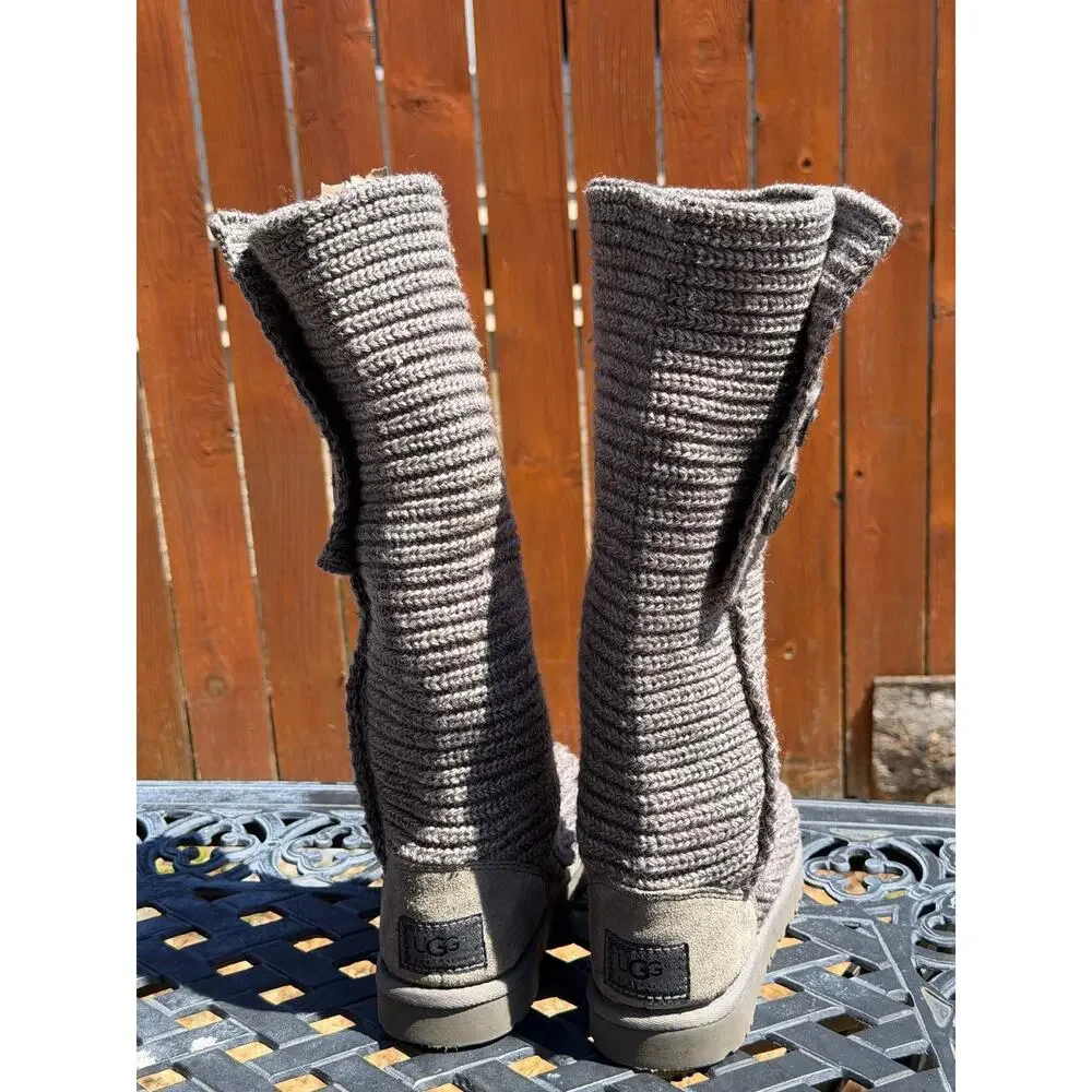 UGG Women’s Boots US Size 6 S/N Cardy 5819 Classic Knit Tall Gray